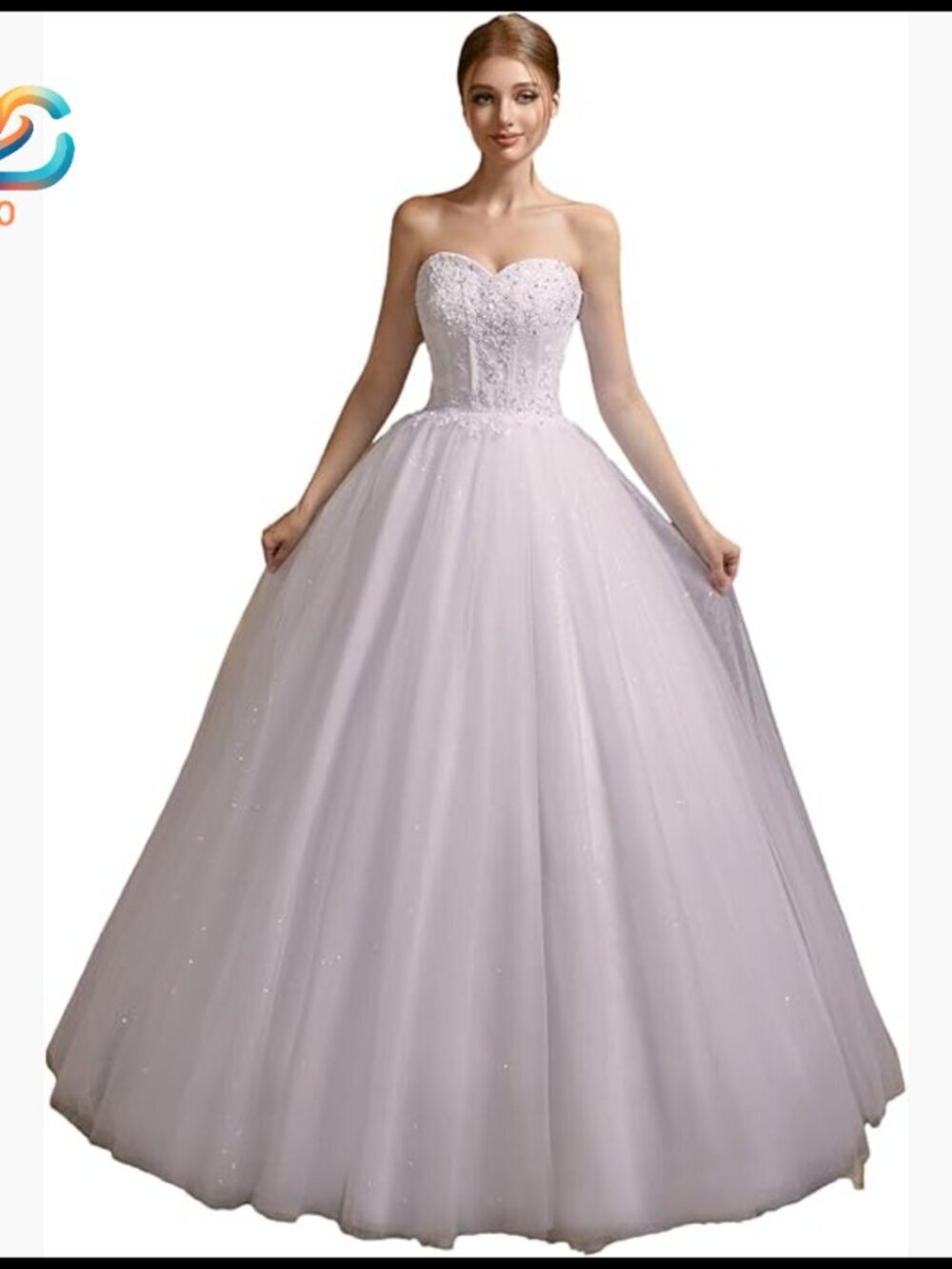 Sweetheart Applique Beaded Corset Tulle Wedding Dress for Bride